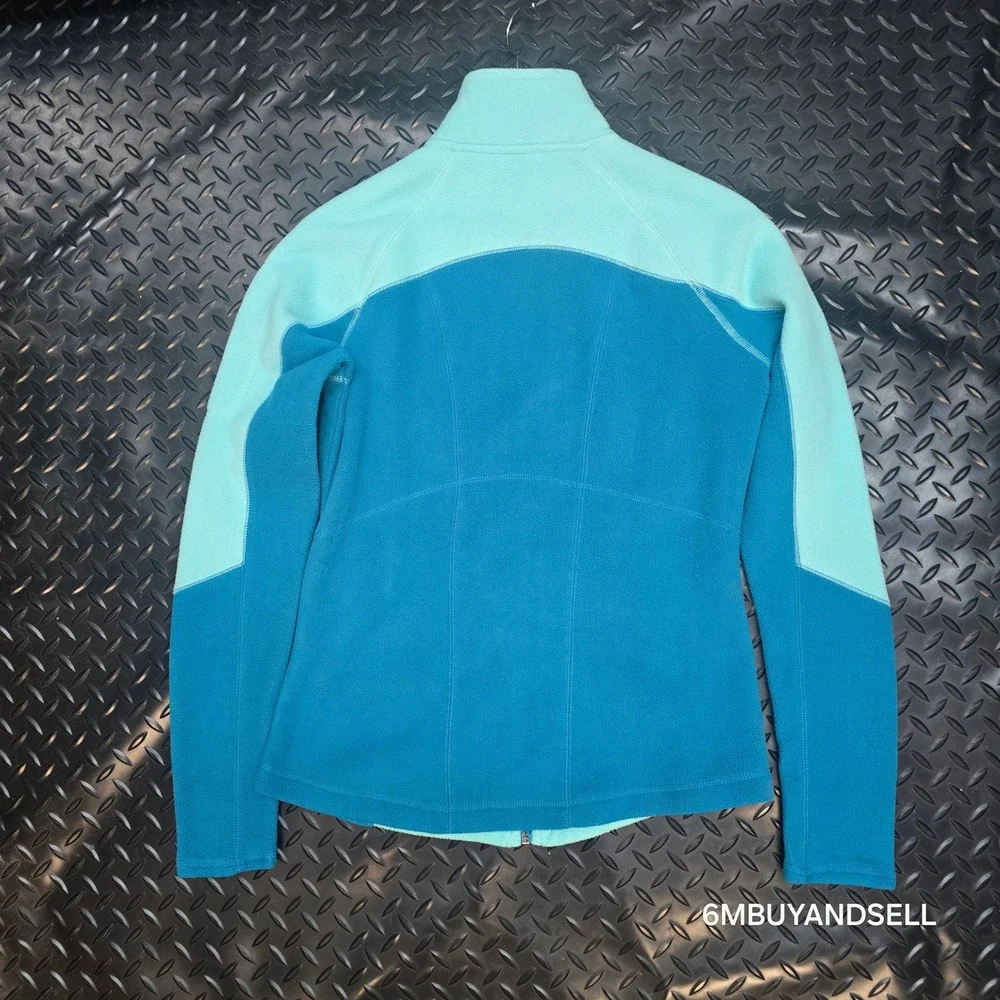 Tek Gear Womens Fleece Jacket Full Zip Teal Aqua Colorblock Thumbholes Size M